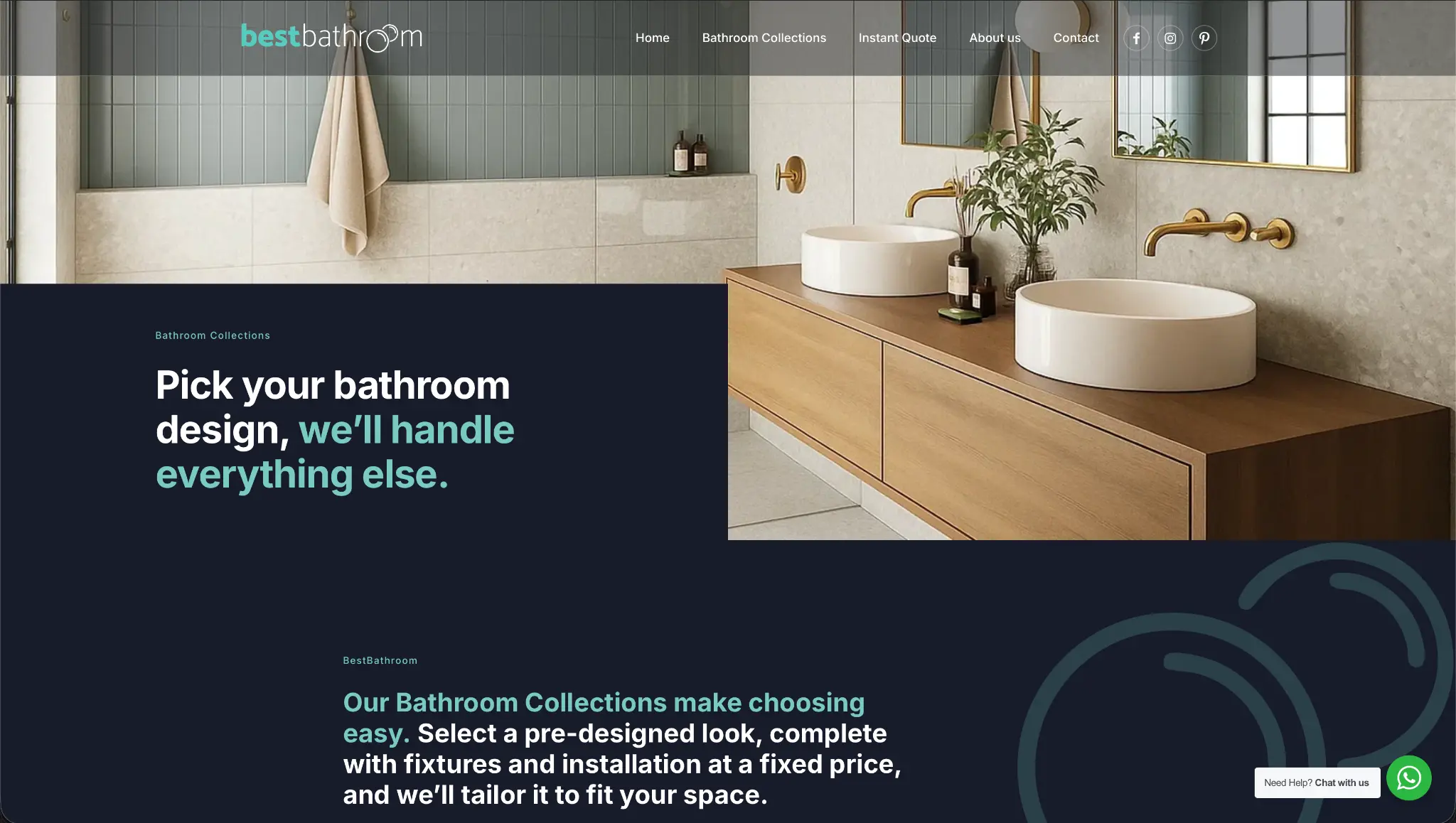 BestBathroom collections page shown in a three-dimensional MacBook mockup