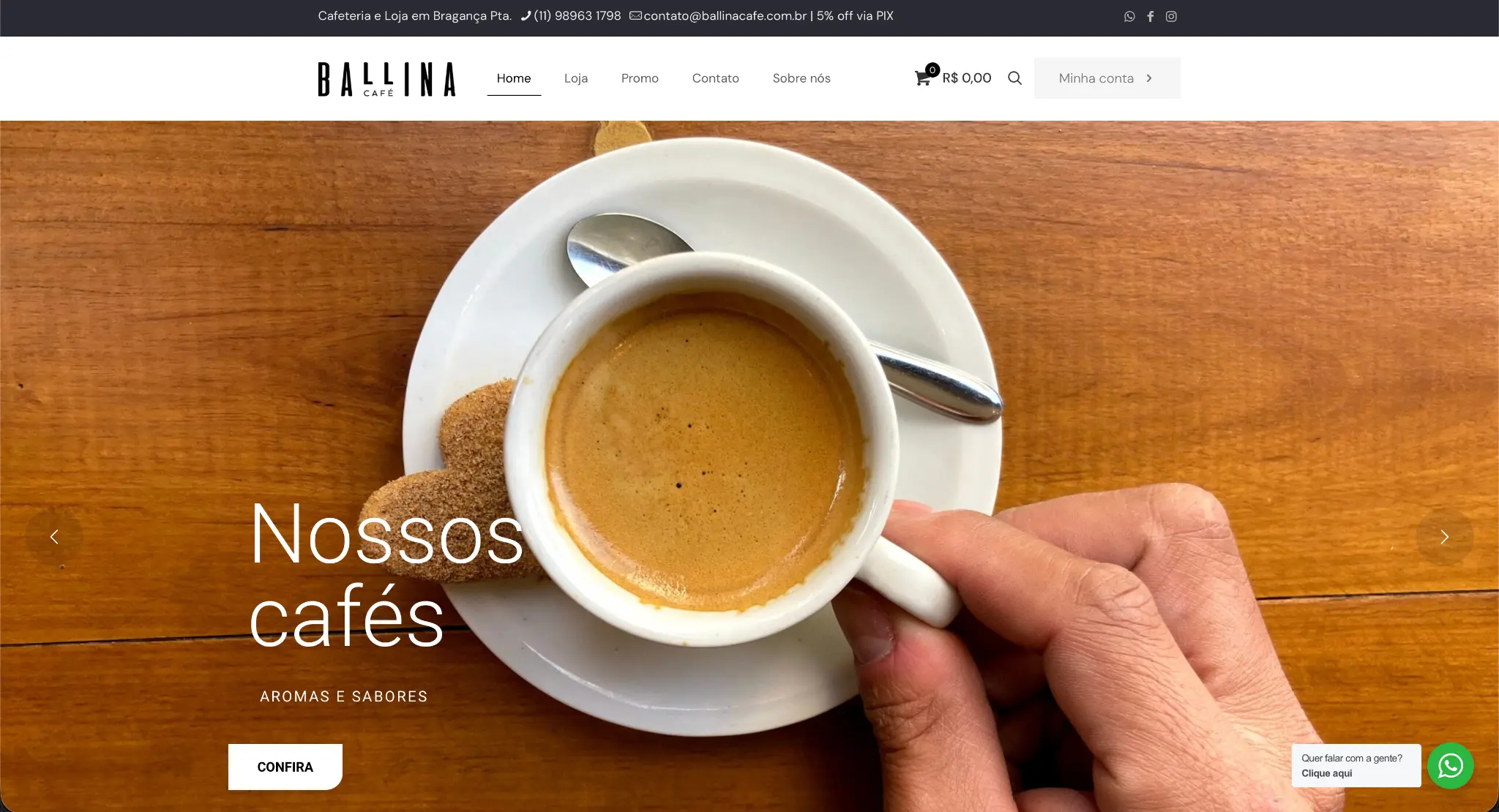 Ballina Café homepage shown in a three-dimensional MacBook mockup